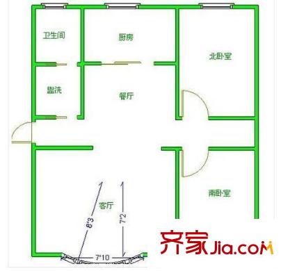 明月花園戶型圖戶型圖 3室 3室1廳1衛(wèi)1廚