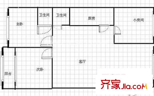 明月花園戶型圖 戶型圖 3室 3室2廳2衛(wèi)1廚