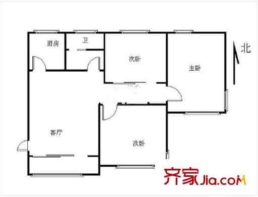 江雁依山郡花園戶型圖戶型圖 3室 3室2廳1衛(wèi)1廚