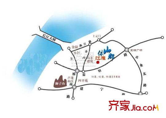 江雁依山郡花園交通圖