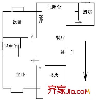 北城世家戶型圖戶型圖 3室 3室2廳1衛(wèi)1廚