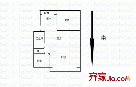 北城世家戶型圖戶型圖 3室 3室2廳1衛(wèi)1廚