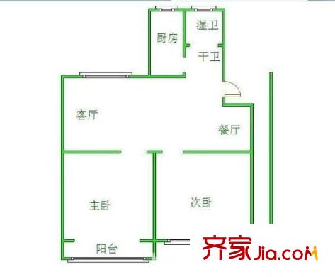 天悅花園戶型圖戶型圖 2室 2室2廳1衛(wèi)1廚