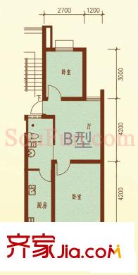 天悅花園戶型圖戶型圖 2室 2室1廳1衛(wèi)1廚