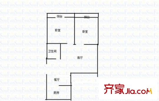 和會(huì)街小區(qū)戶型圖戶型圖 2室 2室1廳1衛(wèi)1廚
