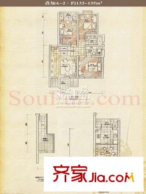香山美墅戶型圖戶型圖  3室 3室2廳2衛(wèi)1廚