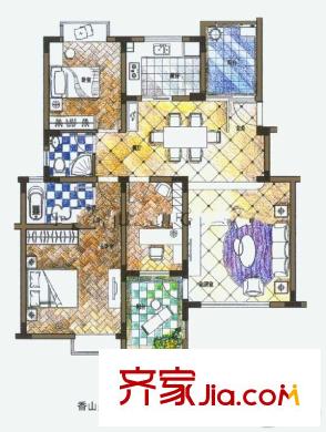 香山美墅戶型圖戶型圖 3室 3室2廳2衛(wèi)1廚