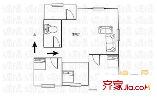浮山后四小區(qū) 3室2廳 戶型圖