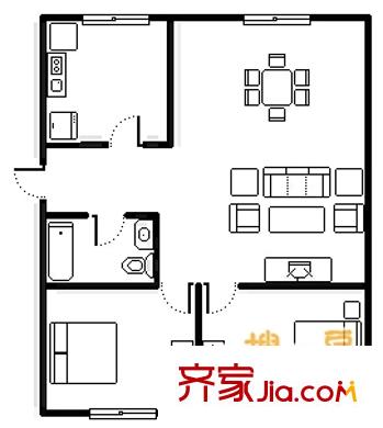 浮山后四小區(qū) 2室 戶型圖