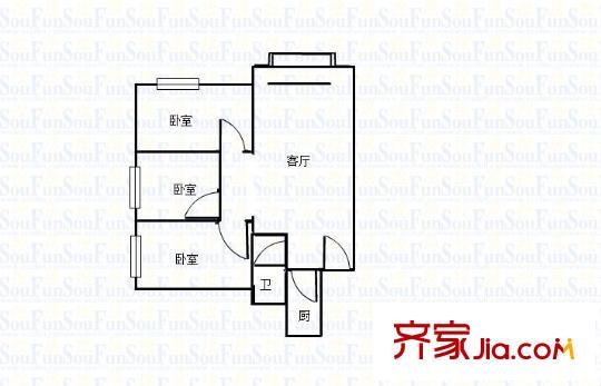 盈家春天戶型圖戶型圖 3室 3室2廳1衛(wèi)1廚