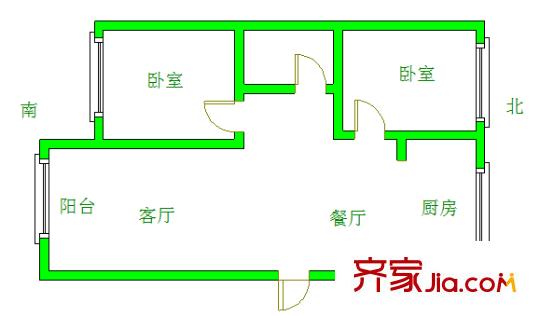 天潤城六街區(qū)戶型圖戶型圖 2室 2室2廳1衛(wèi)1廚