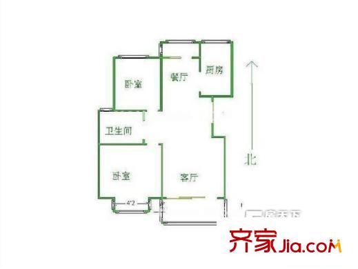 天潤城六街區(qū)戶型圖戶型圖 2室 2室2廳1衛(wèi)1廚