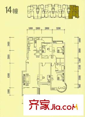 江畔明珠廣場戶型圖 戶型圖 4室 4室2廳2衛(wèi)1廚