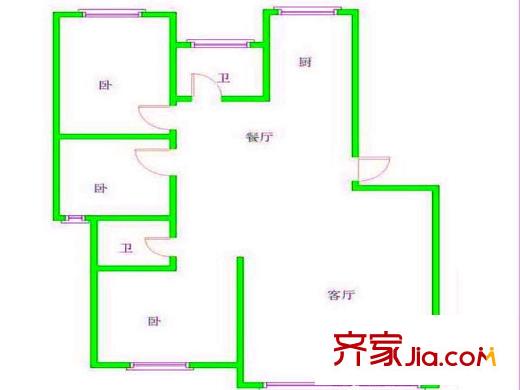 江畔明珠廣場戶型圖戶型圖 3室 3室2廳2衛(wèi)1廚