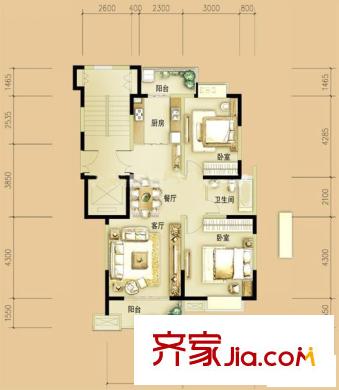 鴻雁名居戶型圖戶型圖 2室 2室2廳1衛(wèi)1廚