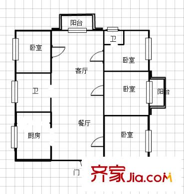 鴻雁名居戶型圖戶型圖 4室 4室2廳2衛(wèi)1廚