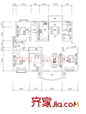 高新花苑戶型圖戶型圖  4室 4室2廳3衛(wèi)1廚