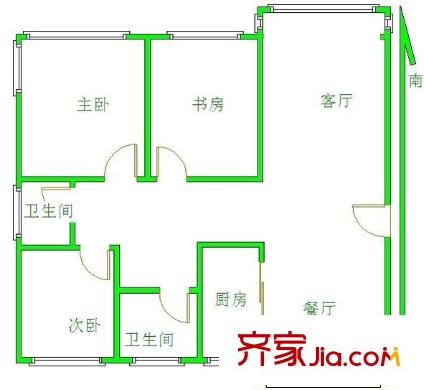 翠屏清華園戶型圖戶型圖 3室 3室2廳2衛(wèi)1廚