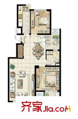 金地名京戶型圖戶型圖 3室 3室1廳1衛(wèi)1廚