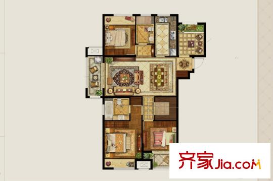 保利梧桐語戶型圖一期30#樓D6戶型 3室2廳2衛(wèi)1廚