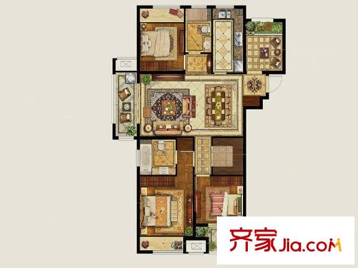 保利梧桐語戶型圖一期22號(hào)樓標(biāo)準(zhǔn)層D6戶型 3室2廳2衛(wèi)1廚