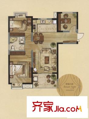 海德北岸城四期A1戶型 3室2廳1衛(wèi)1廚
