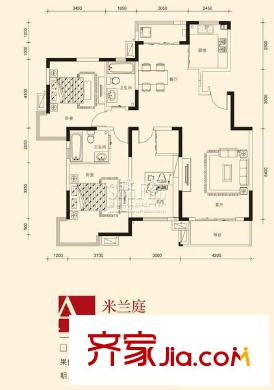 東方龍湖灣戶型圖戶型圖 3室 3室2廳2衛(wèi)1廚