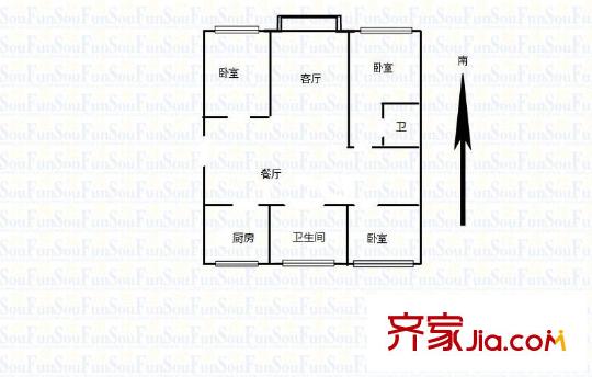 御水灣花園戶型圖戶型圖 3室 3室2廳2衛(wèi)1廚