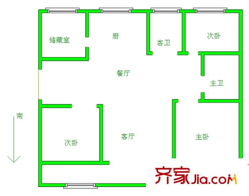 御水灣花園戶型圖戶型圖 3室 3室2廳2衛(wèi)1廚