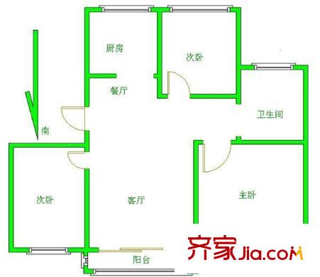 海潤楓景家園戶型圖戶型圖 4室 4室2廳1衛(wèi)1廚