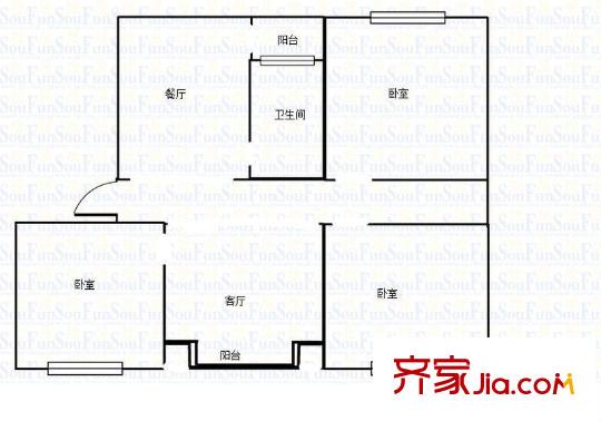 海潤楓景家園戶型圖戶型圖 3室 3室2廳1衛(wèi)1廚