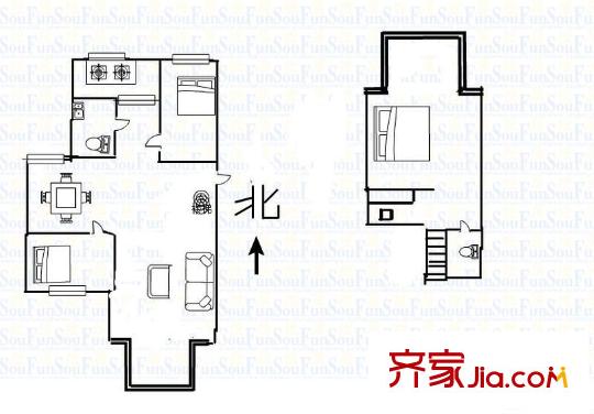 海潤楓景家園戶型圖戶型圖 3室 3室2廳2衛(wèi)1廚
