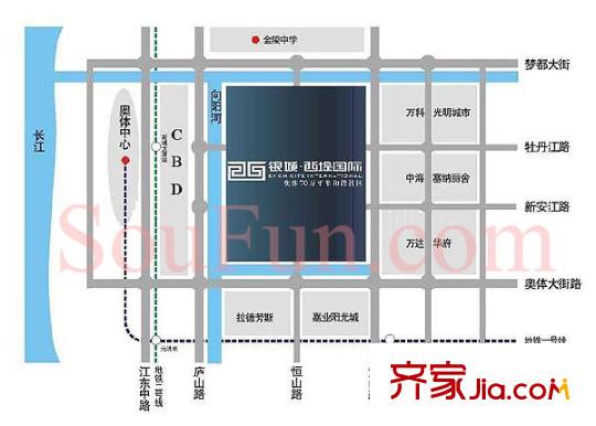 銀城西堤國(guó)際交通圖