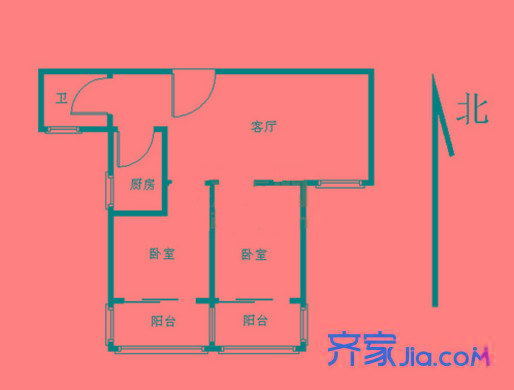 銀城西堤國際戶型圖戶型圖 2室 2室2廳1衛(wèi)1廚