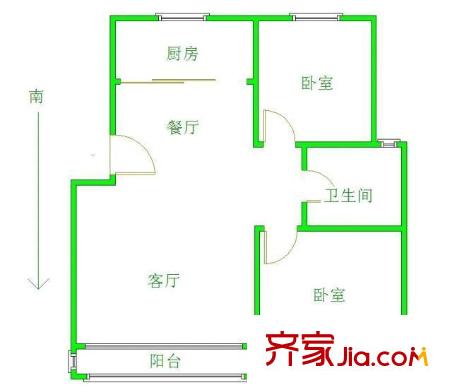 天潤城七街區(qū)戶型圖戶型圖2室 2室2廳1衛(wèi)1廚