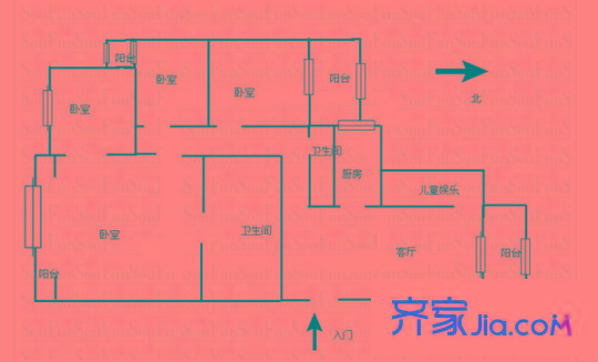 文化名園戶型圖戶型圖 4室 4室2廳2衛(wèi)1廚