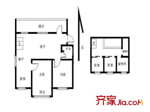 清江西苑戶型圖戶型圖 3室 3室2廳1衛(wèi)1廚
