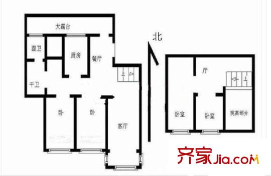 清江西苑戶型圖戶型圖 3室 3室2廳1衛(wèi)1廚