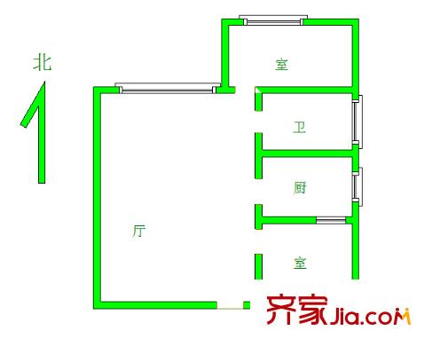 天潤城十四街區(qū)戶型圖戶型圖 2室 2室1廳1衛(wèi)1廚
