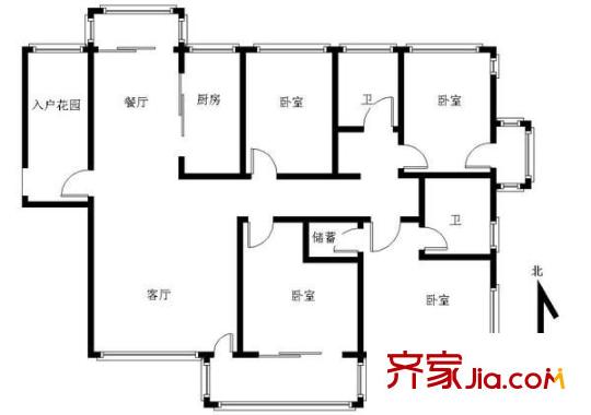 銀城西堤國際戶型圖戶型圖  4室 4室2廳2衛(wèi)1廚