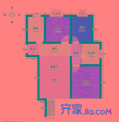 天潤(rùn)城十二街區(qū)戶型圖戶型圖 3室 3室1廳1衛(wèi)1廚
