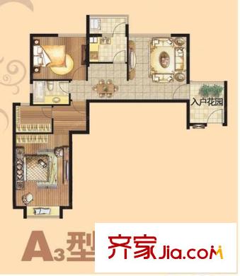 21世紀(jì)國際公寓戶型圖戶型圖 3室 3室2廳1衛(wèi)1廚