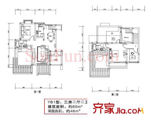 天元吉第城戶型圖戶型圖 3室 3室2廳1衛(wèi)1廚