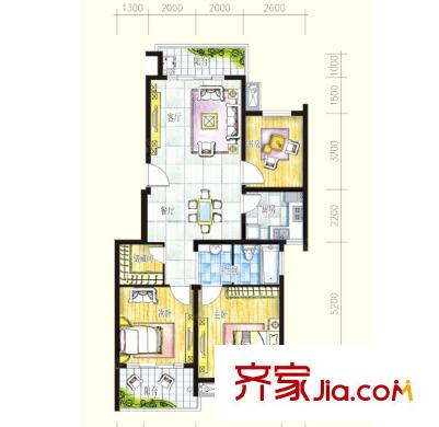 丹佛小鎮(zhèn)戶型圖戶型圖 3室 3室2廳1衛(wèi)1廚