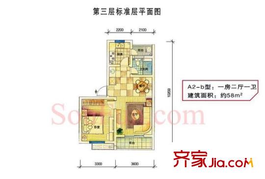 天元吉第城戶型圖戶型圖 2室 2室2廳1衛(wèi)1廚