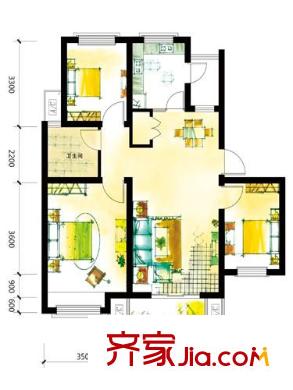 天華綠谷莊園戶型圖戶型圖 3室 3室2廳1衛(wèi)1廚
