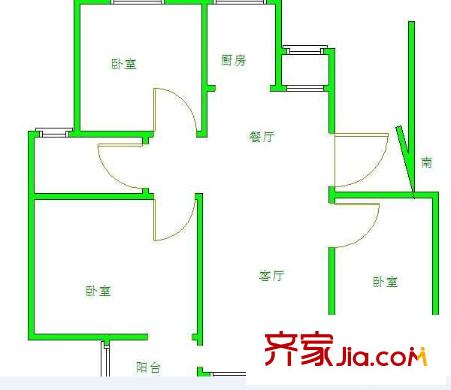 東郊小鎮(zhèn)戶型圖戶型圖 3室 3室2廳1衛(wèi)1廚