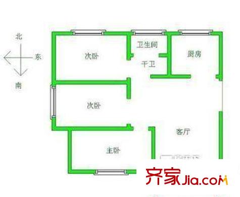 仙林誠品城戶型圖戶型圖 3室 3室2廳1衛(wèi)1廚