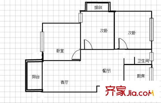 仙林誠品城戶型圖戶型圖 3室 3室2廳1衛(wèi)1廚