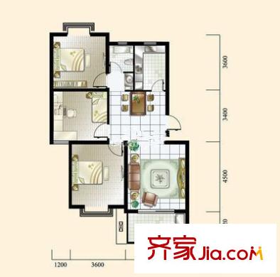 仙林誠品城戶型圖戶型圖 3室 3室2廳1衛(wèi)1廚